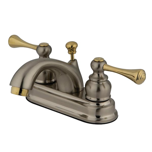 4" Centerset Bathroom Faucet, Brushed Nickel/Polished Brass